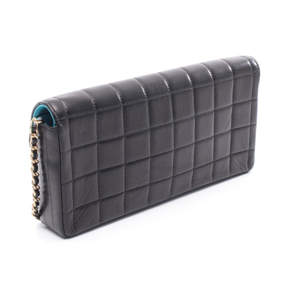 Chanel Shoulder Bag Sheepskin Chocolate Lambskin Bar Black
